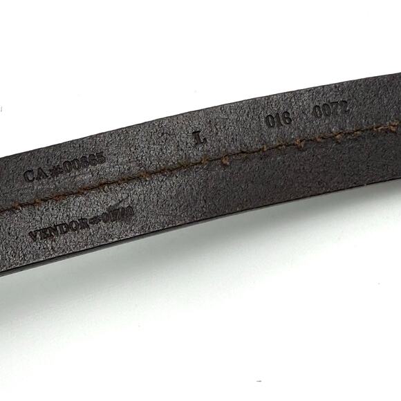 Eddie Bauer Brown Italian Leather Belt 34 Solid Brass Buckle Center Stitch Italy - Picture 7 of 9